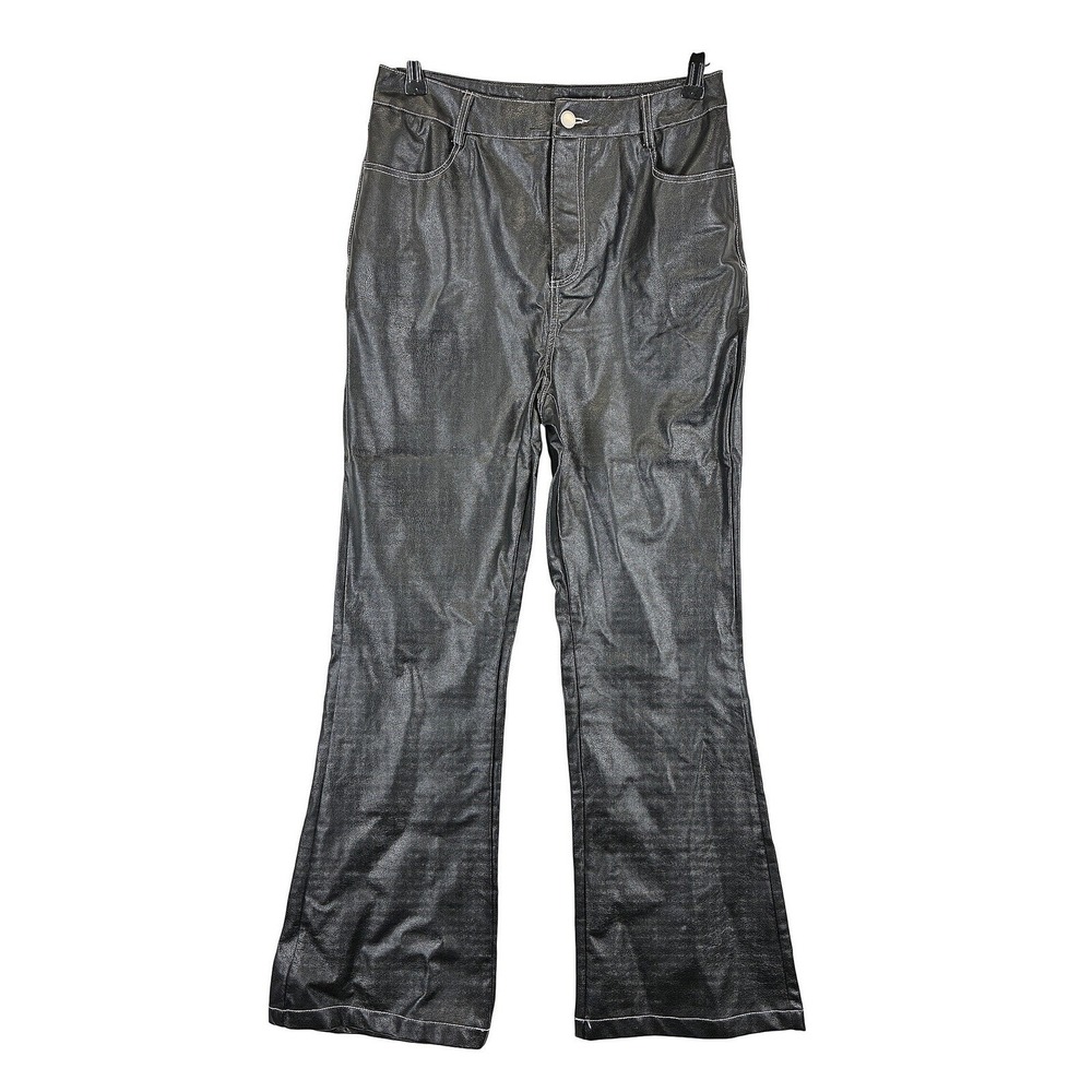 Le Lis Billie Faux Leather Pants Womens M Black Straight Leg High Rise NWT